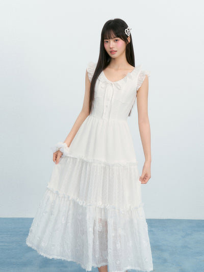 Small Flying Sleeves Cake Mesh Dress NTO0223