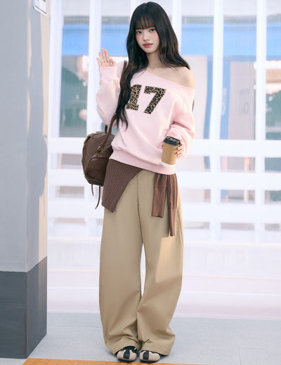 Double-Layer Trim Curved Pants WEE0070