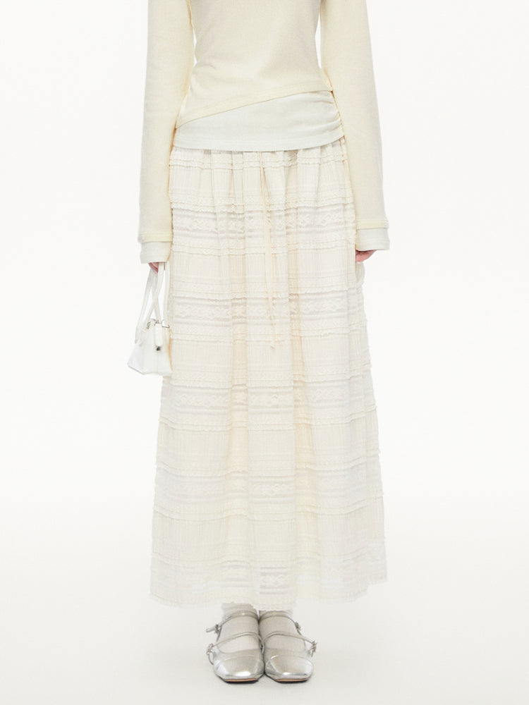 Splicing Lace Cake Long Skirt SPE0081