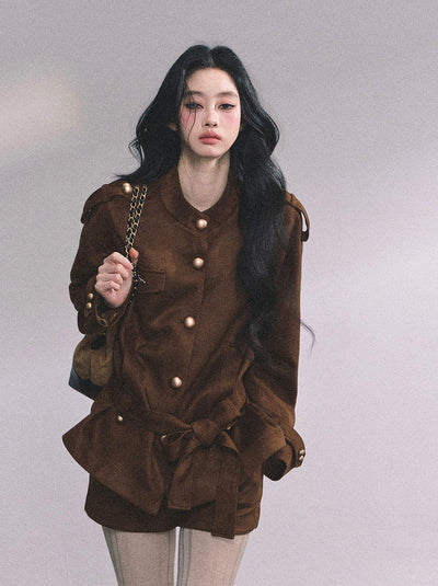 Gold Suede Suit Jacket/Shorts DIA0610