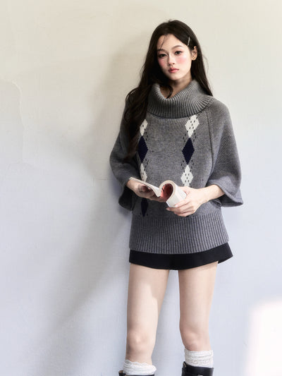 Diamond-patterned Retro Sweater FRA0505