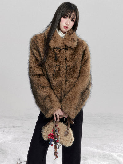 Eco-friendly Fur Horn Buttons Coat FRA0484