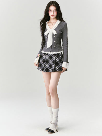 Classic Fake Two-piece Bow Shirt/Skirt FRA0411