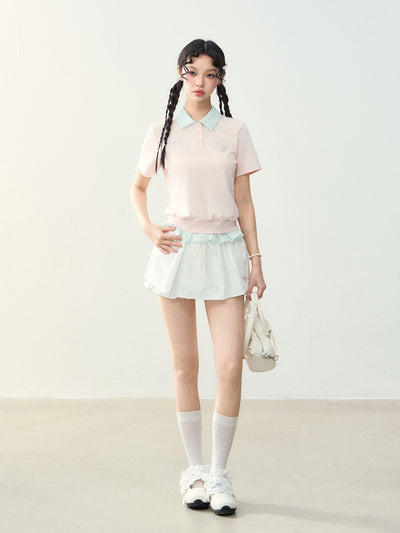 Patch Embroidered Plaid Polo T-shirt NTO0228