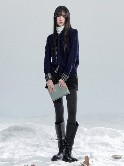 Plaid Patchwork Hooded Cardigan FRA0480