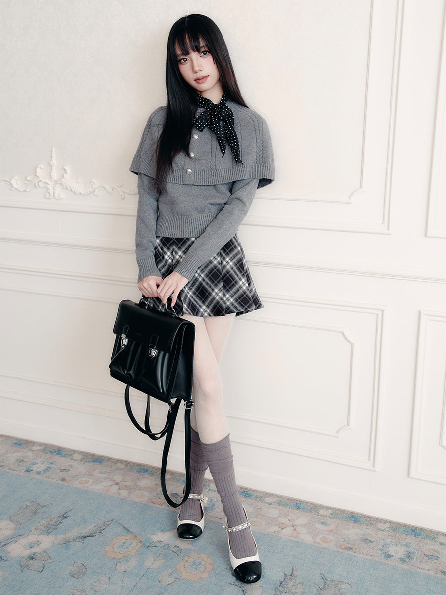 Gray Cape Cable Knitted Top FRA0435