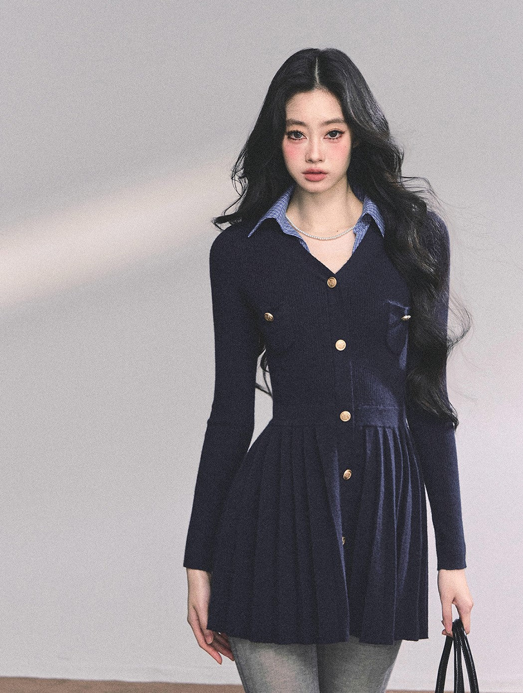 Fake Two-piece Long-sleeved Knitted Dress DIA0628