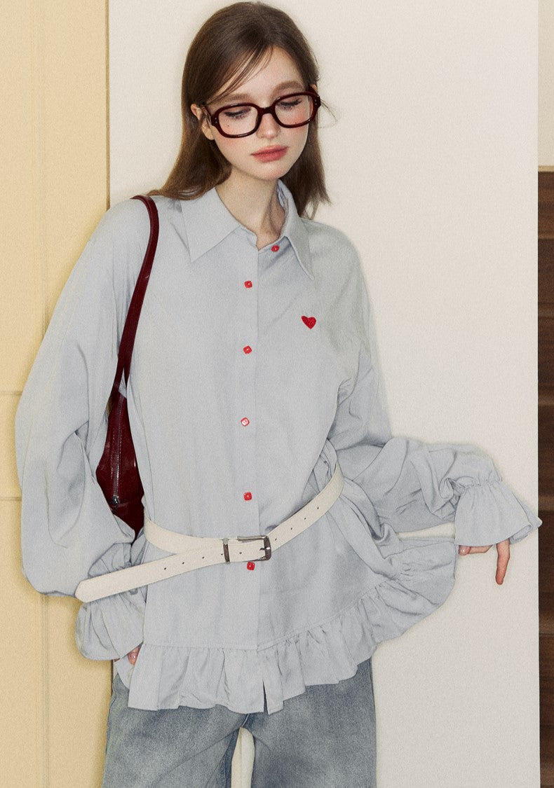 Love Embroidered Red Button Shirt/Belt SPE0050