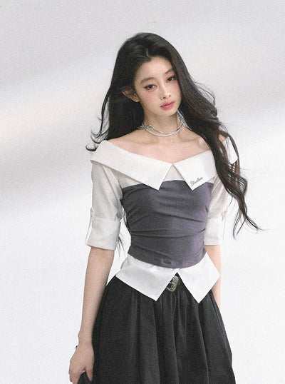 Large Collar Short-sleeved Shirt DIA0527