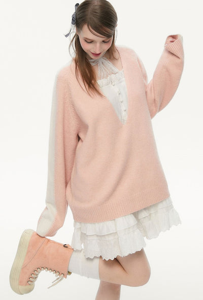 V-neck Loose Pullover Sweater SPE0082