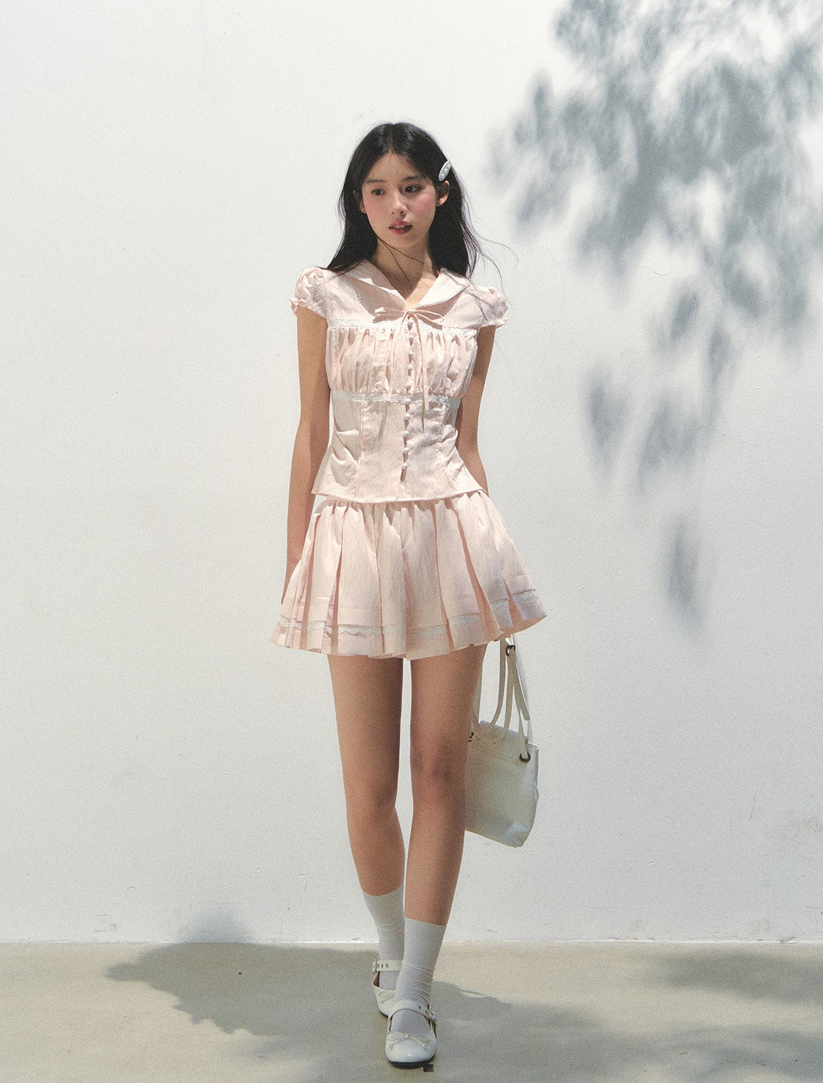 Navy Collar Waist Shirt /Skirt SUN0161