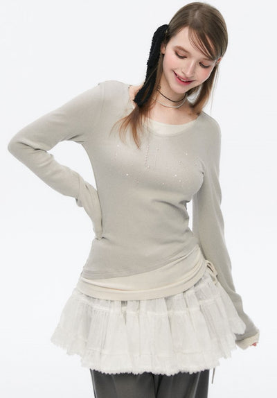 Diamond Fake Two-piece Stitching Sweater SPE0070