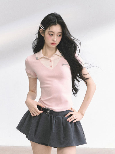 Fake Two-piece Short-sleeved T-shirt DIA0500