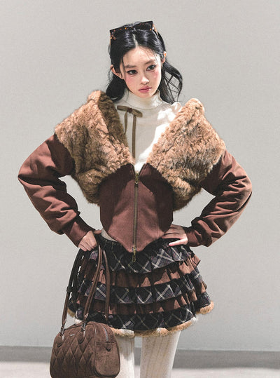 Lambswool Short Hooded Jacket DIA0681