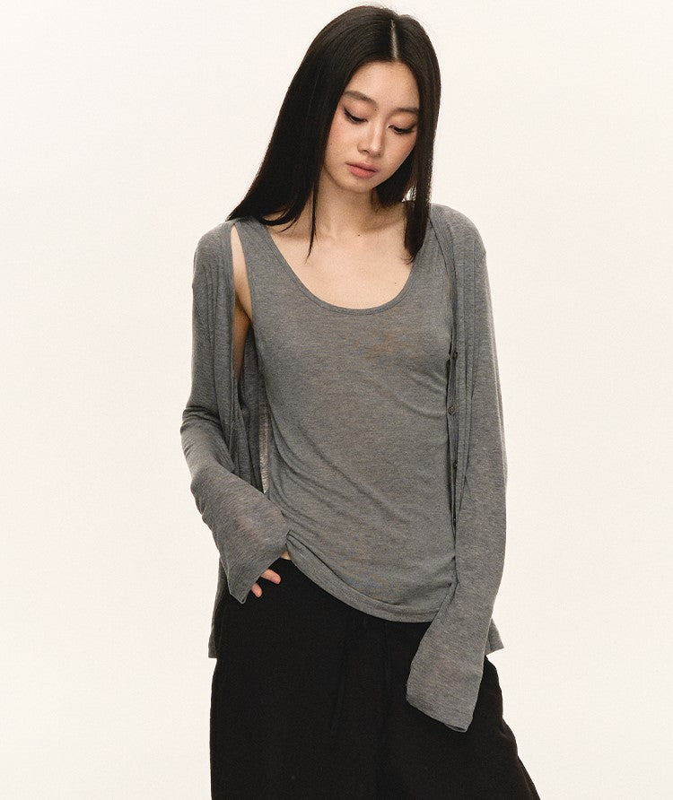 Basic Cardigan/Sleeveless Top ANA0056