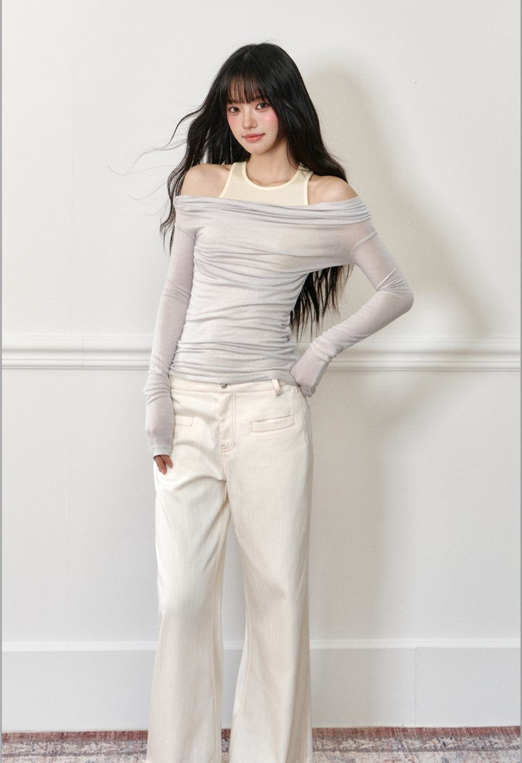 Fake Two-piece Off-shoulder T-shirt AGM0179