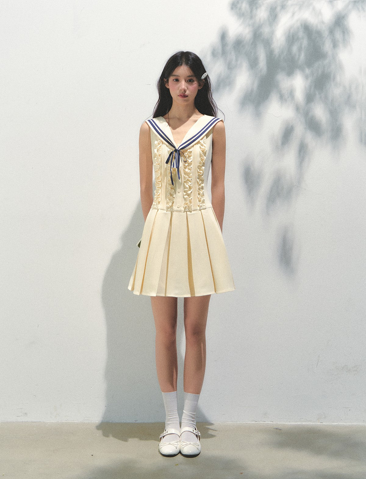 Removable Collar Pleated Dress SUN0156
