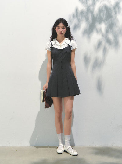 Fake Two-piece Design Pleated Dress SUN0155