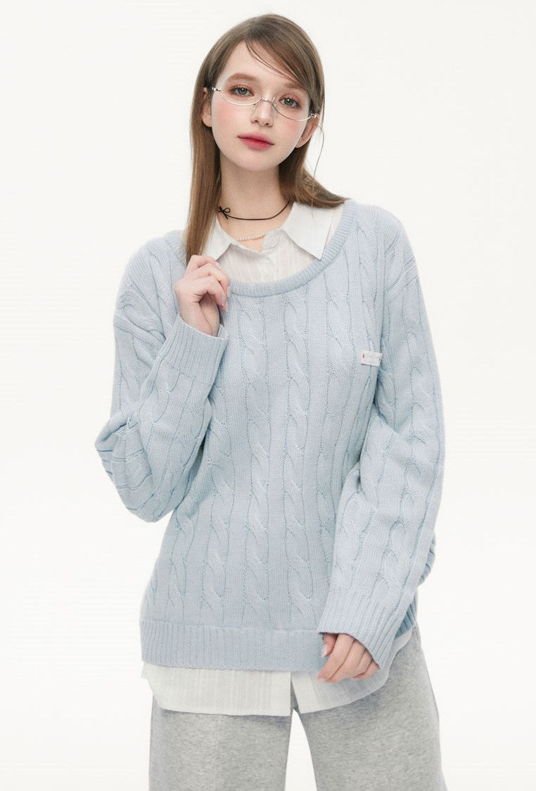Fake Two-piece Casual Shirt Sweater SPE0078