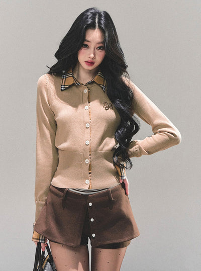 Plaid Shirt Collar Sweater DIA0682