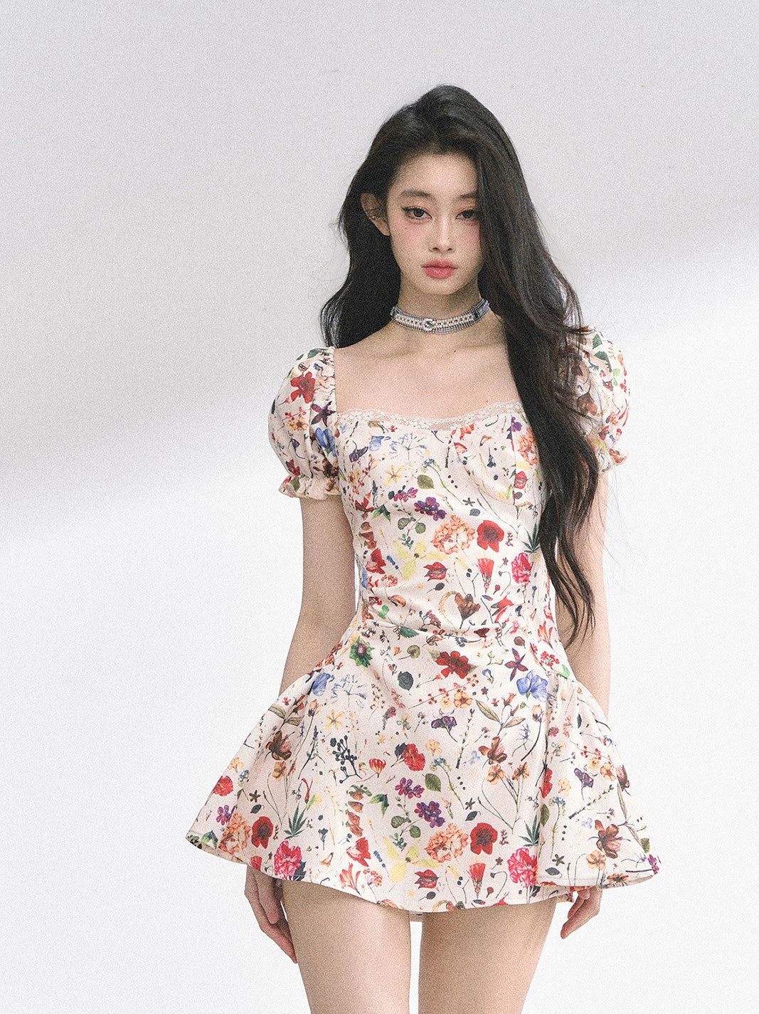 Lace Floral Slim Short Dress DIA0513