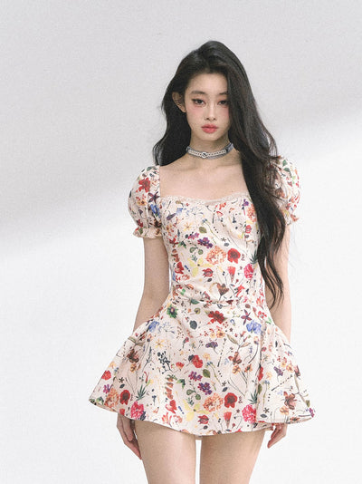 Lace Floral Slim Short Dress DIA0513