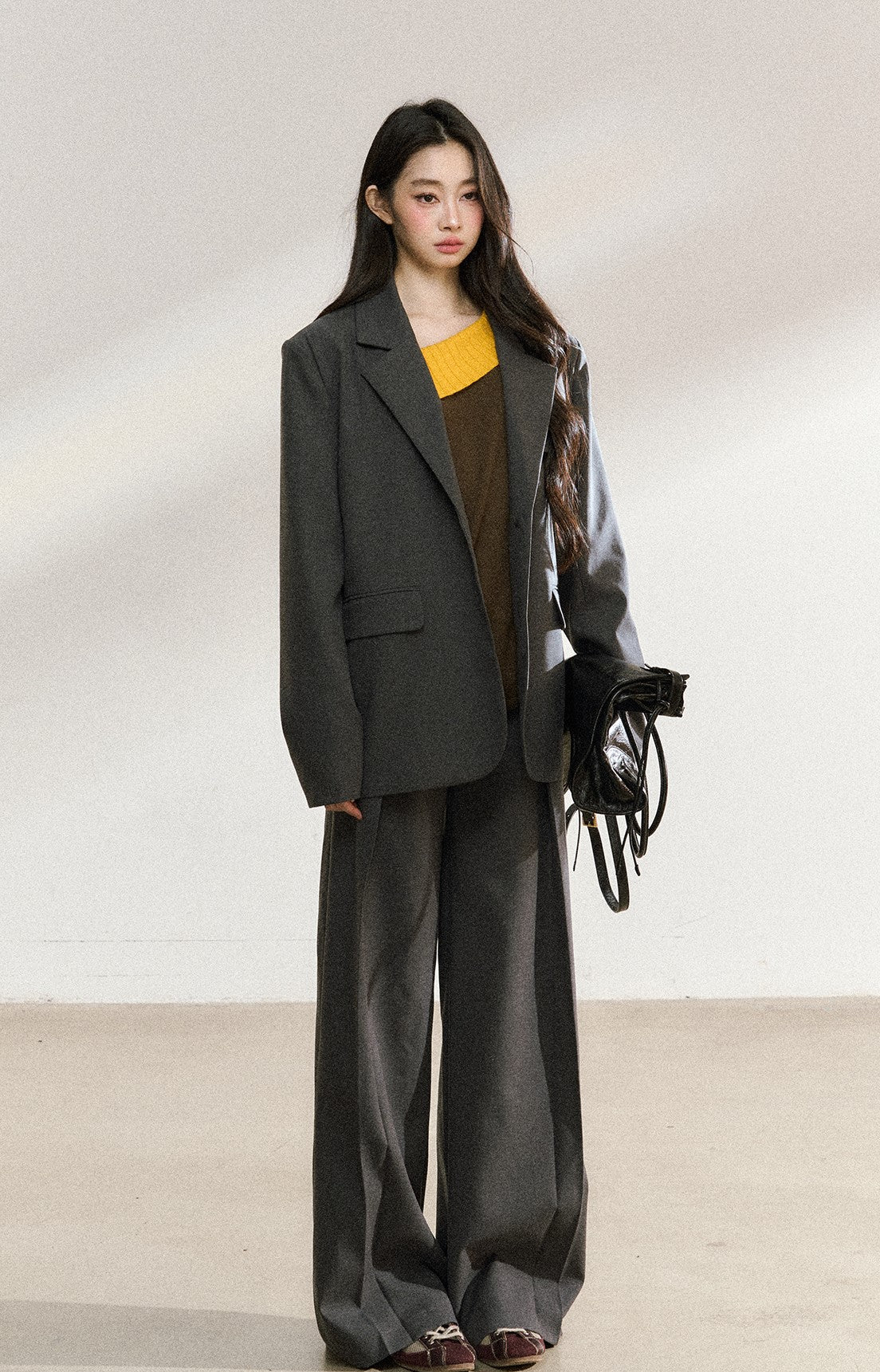 Dark Gray Mid-length Suit Jacket SHI0222