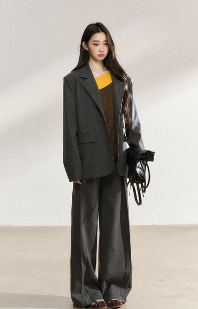 Dark Gray Mid-length Suit Jacket SHI0222