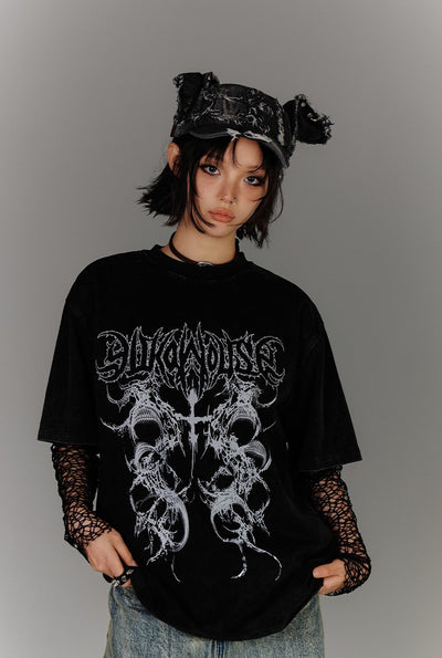 American Punk T-shirt/Fishnet Layer Inner Top KIN0144