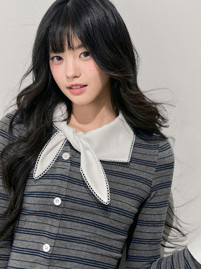 Faux Two-Piece Striped T-Shirt DIA0708