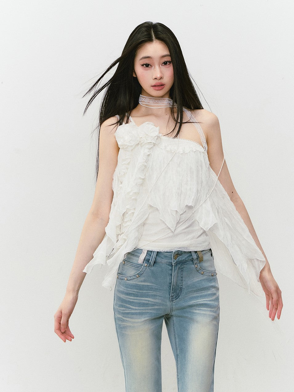 Flower Irregular Lace Camisole VIA0308