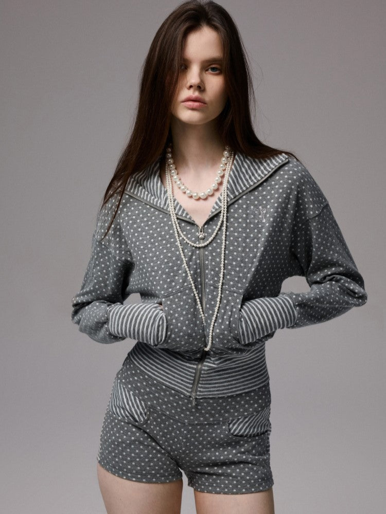 Polka Dot Devil Horn Hooded Jacket JIN0037