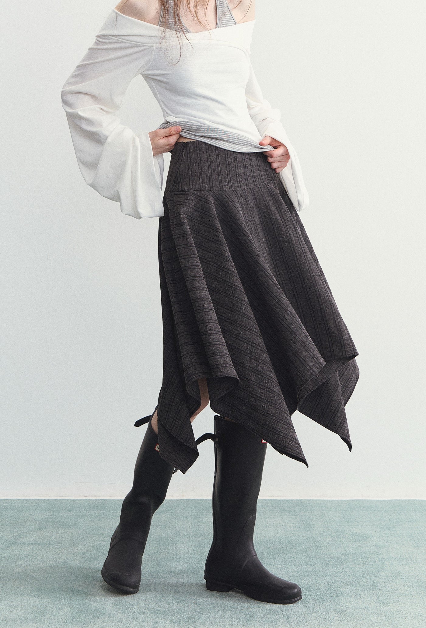 Irregular Plaid High Waist Skirt SPE0100