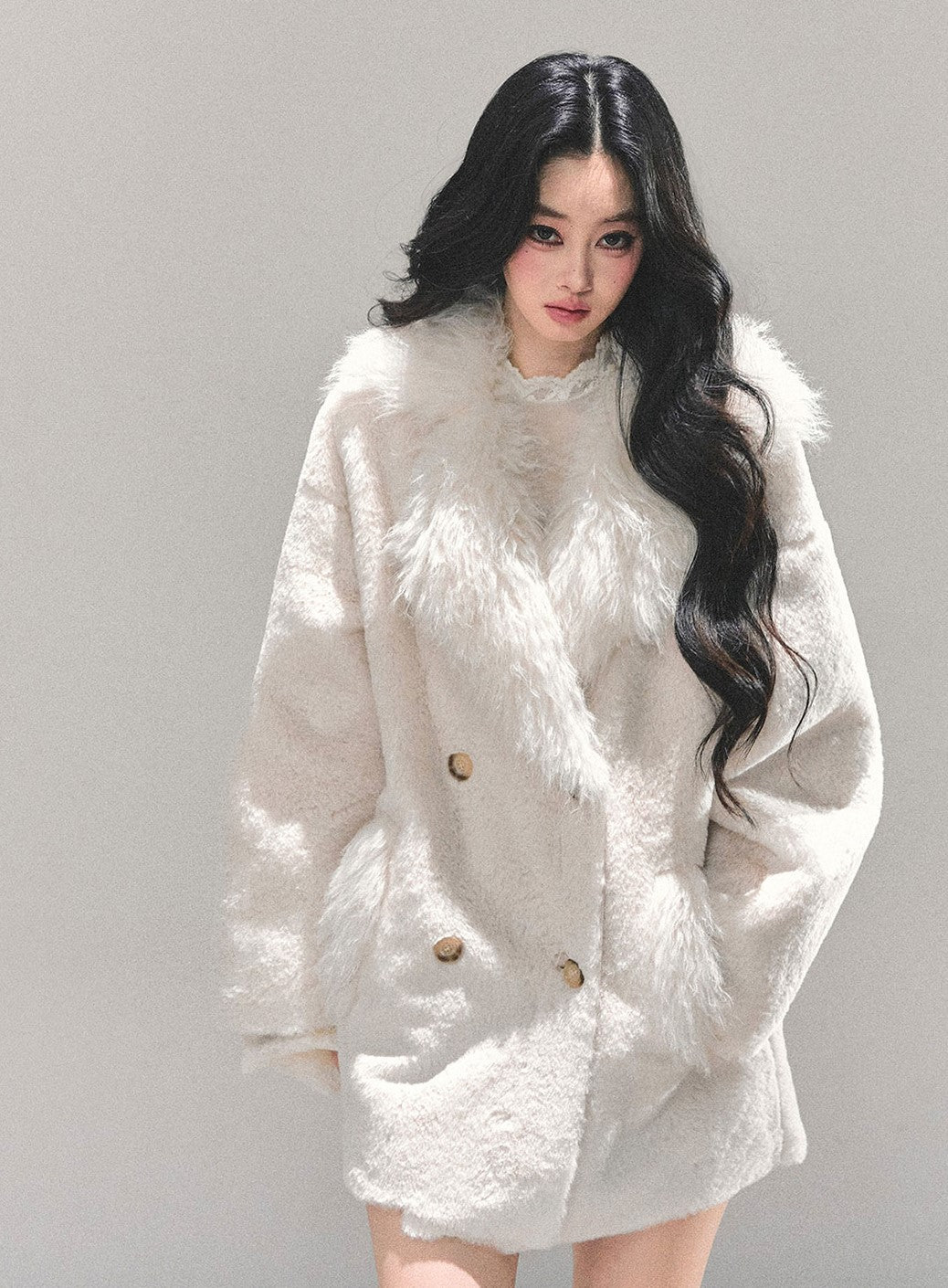 Off-white Fur Trim Coat DIA0675