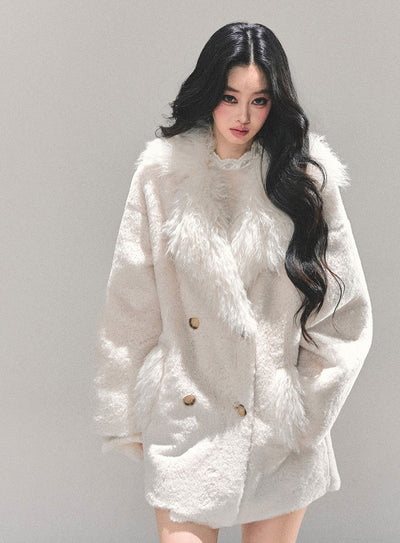 Off-white Fur Trim Coat DIA0675
