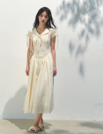 Embroidered Puff Sleeve Shirt Dress SUN0163