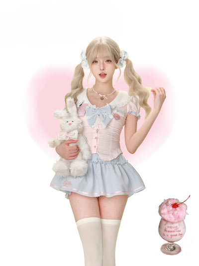 Sailor Collar Bow Shirt/Short Skirt SER0187