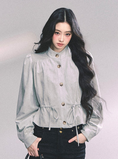 Velvet Stand Collar Shirt DIA0641