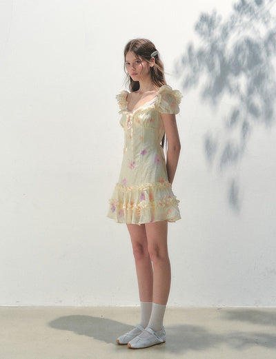 Embroidered Flower Print Dress SUN0165