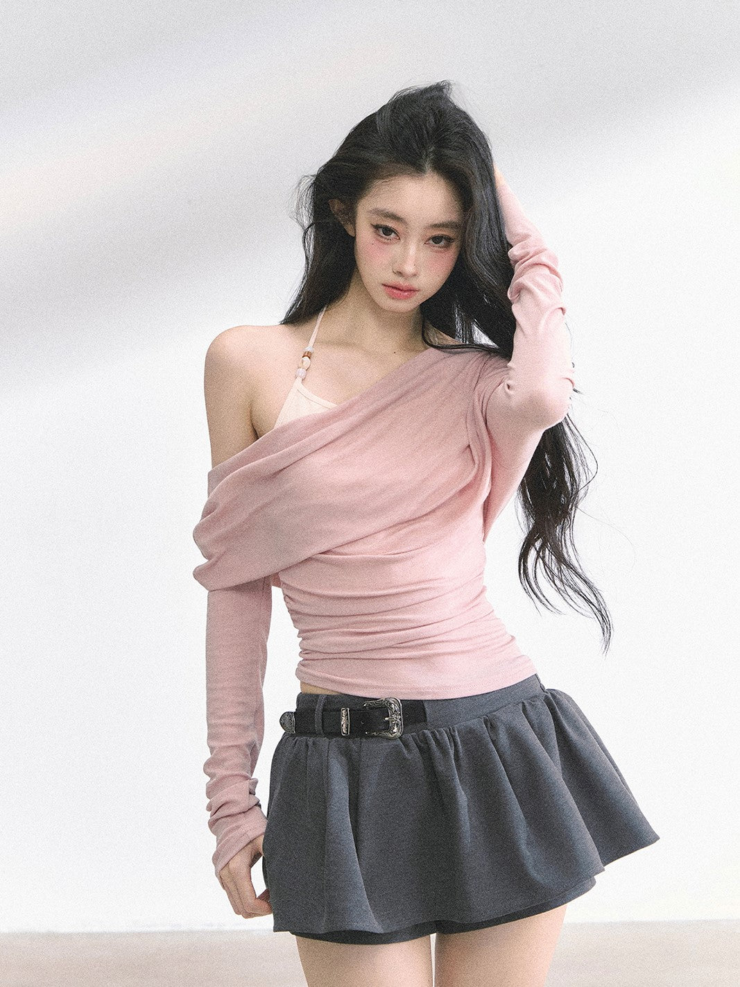 Fake Two-piece Off-Shoulder T-shirt DIA0528