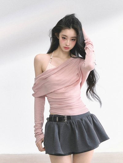 Fake Two-piece Off-Shoulder T-shirt DIA0528