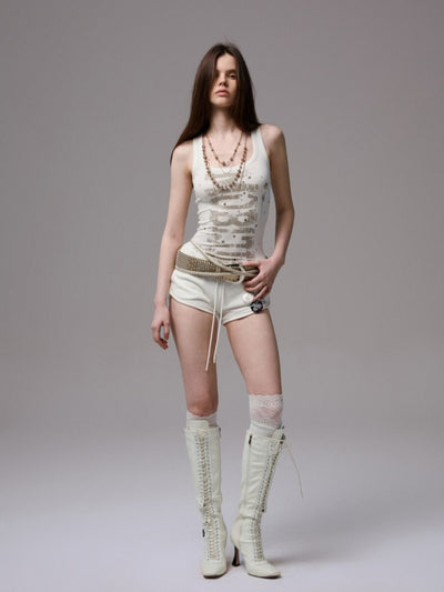 Letter Print I-shaped Sleeveless Top JIN0032