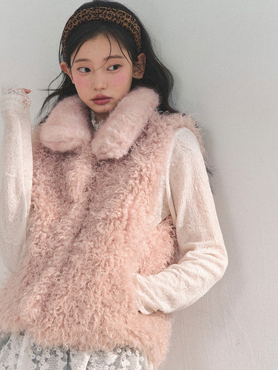 Pink Reversible Faux Fur Vest Jacket DIA0720