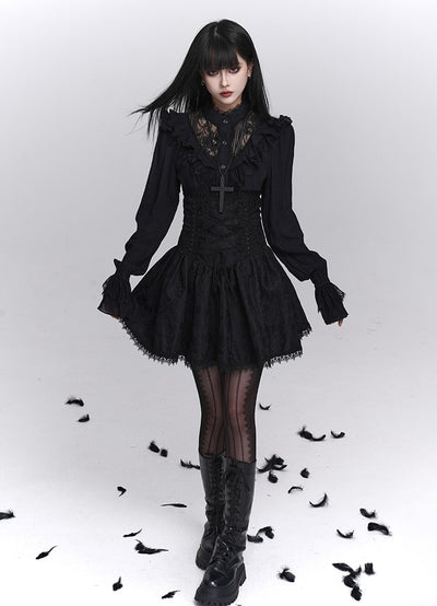 Black Lace High-Waisted Skirt LAD0243