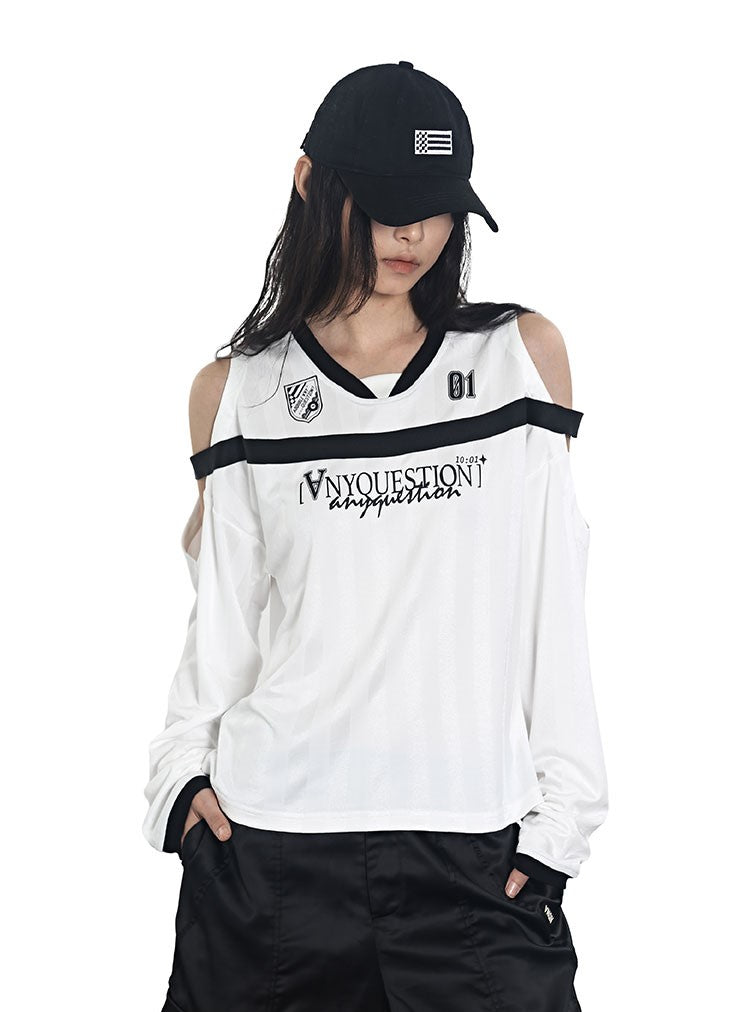 Two-tone Patch Print Jersey T-shirt ANY0076