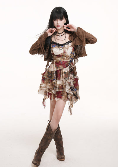 Irregular Colorful Suspender Dress LAD0176