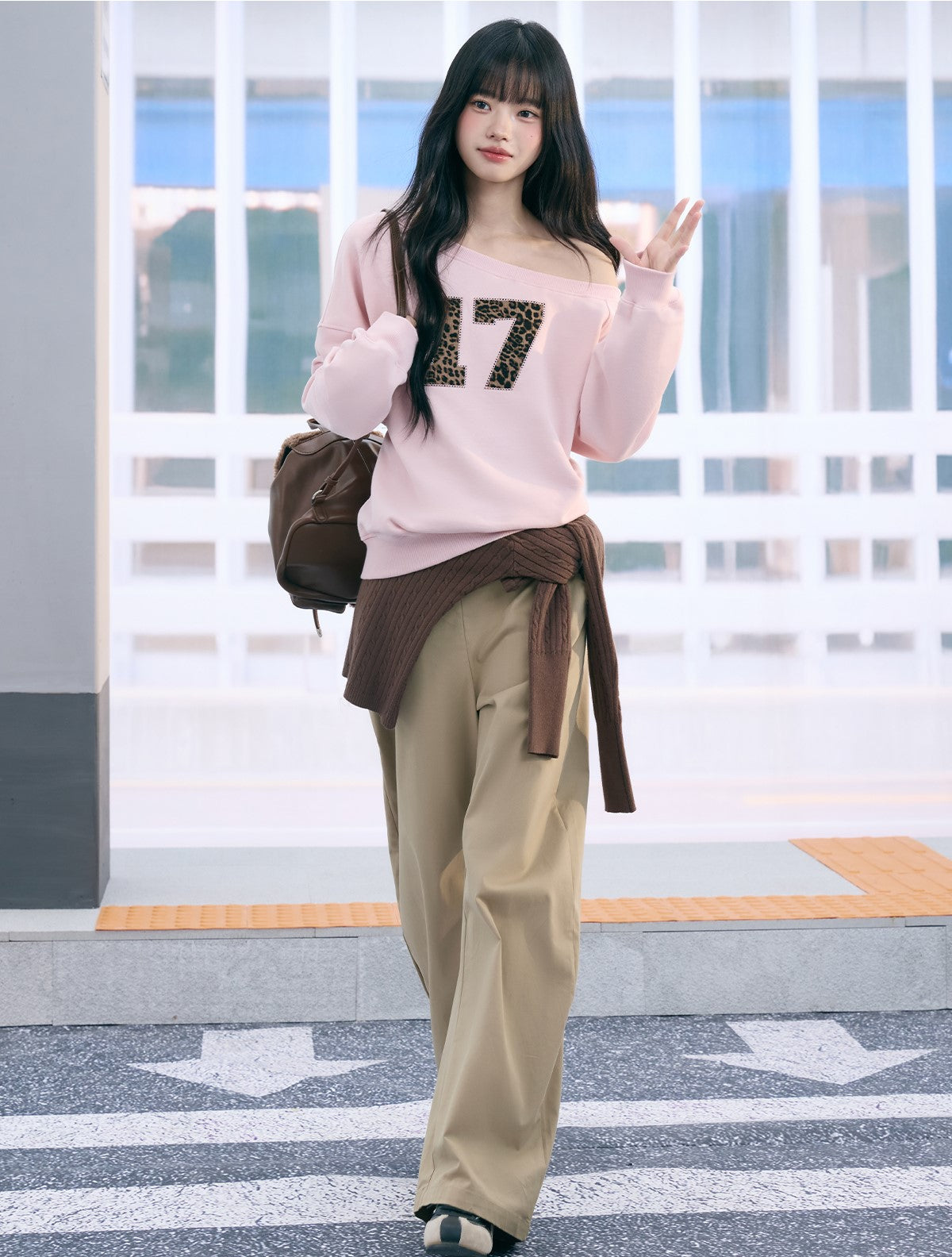 Double-Layer Trim Curved Pants WEE0070