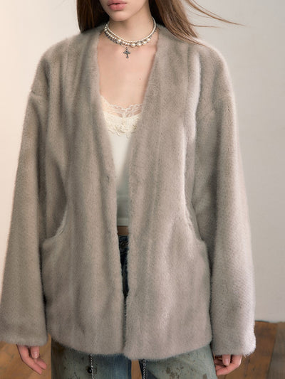 Gradient Fur Large Pocket Coat VIA0350