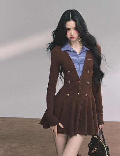 Fake Two-piece French Knitted Dress DIA0613