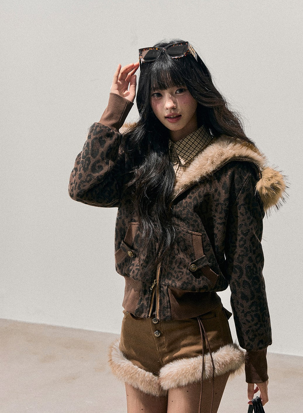 Quilted Leopard Print Fur Jacket DIA0715